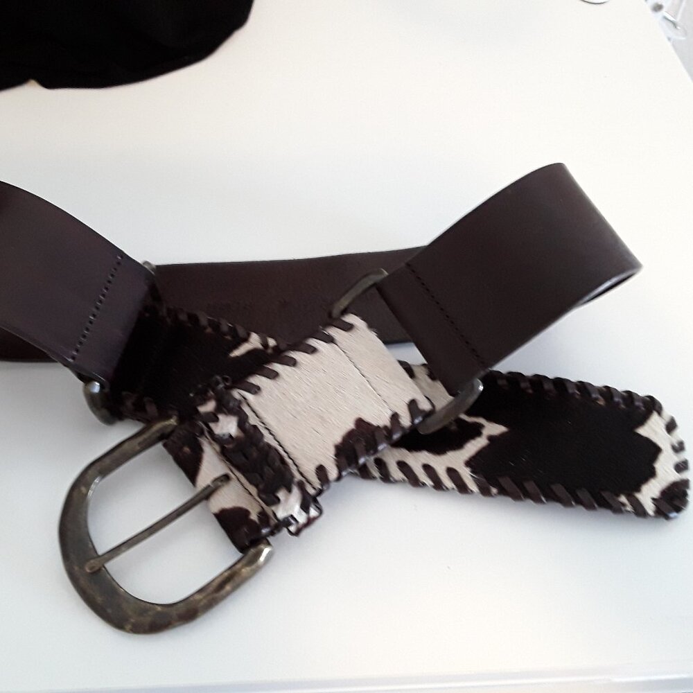 Vintage Saks Fifth Avenue Cowhide Leather Western Belt